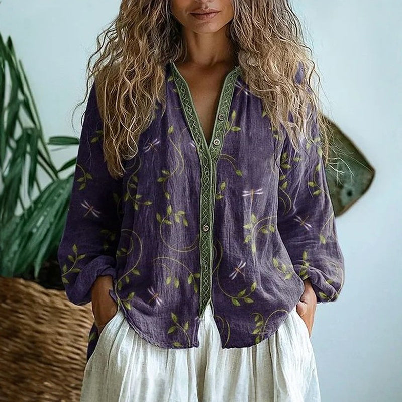 LARISSA™|BLUSA VINTAGE FOGLIA