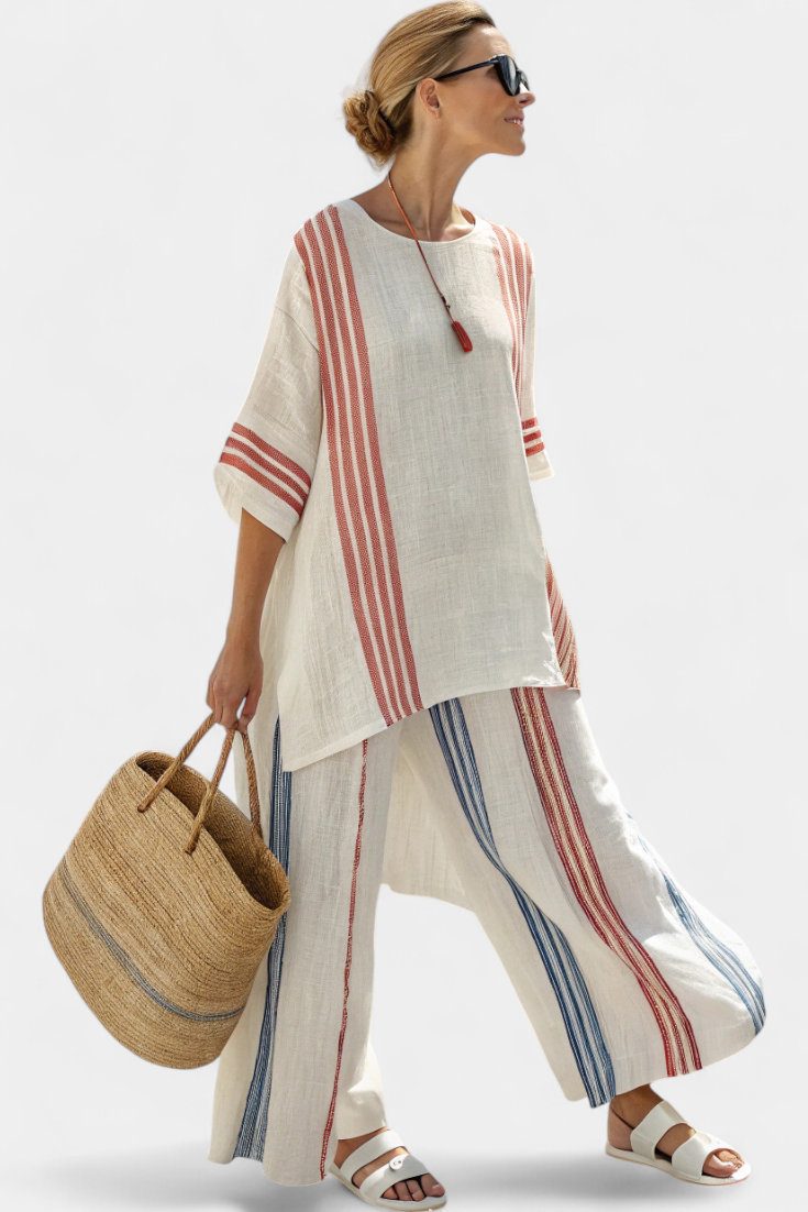GIULIANA™|COMPLETO ESTIVO A RIGHE